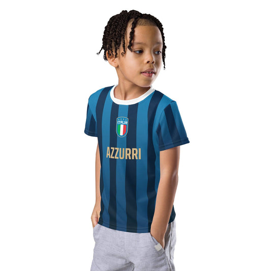 Italië EK 2024 Retro Voetbalshirt voor Kinderen - Gestreept Thuisshirt