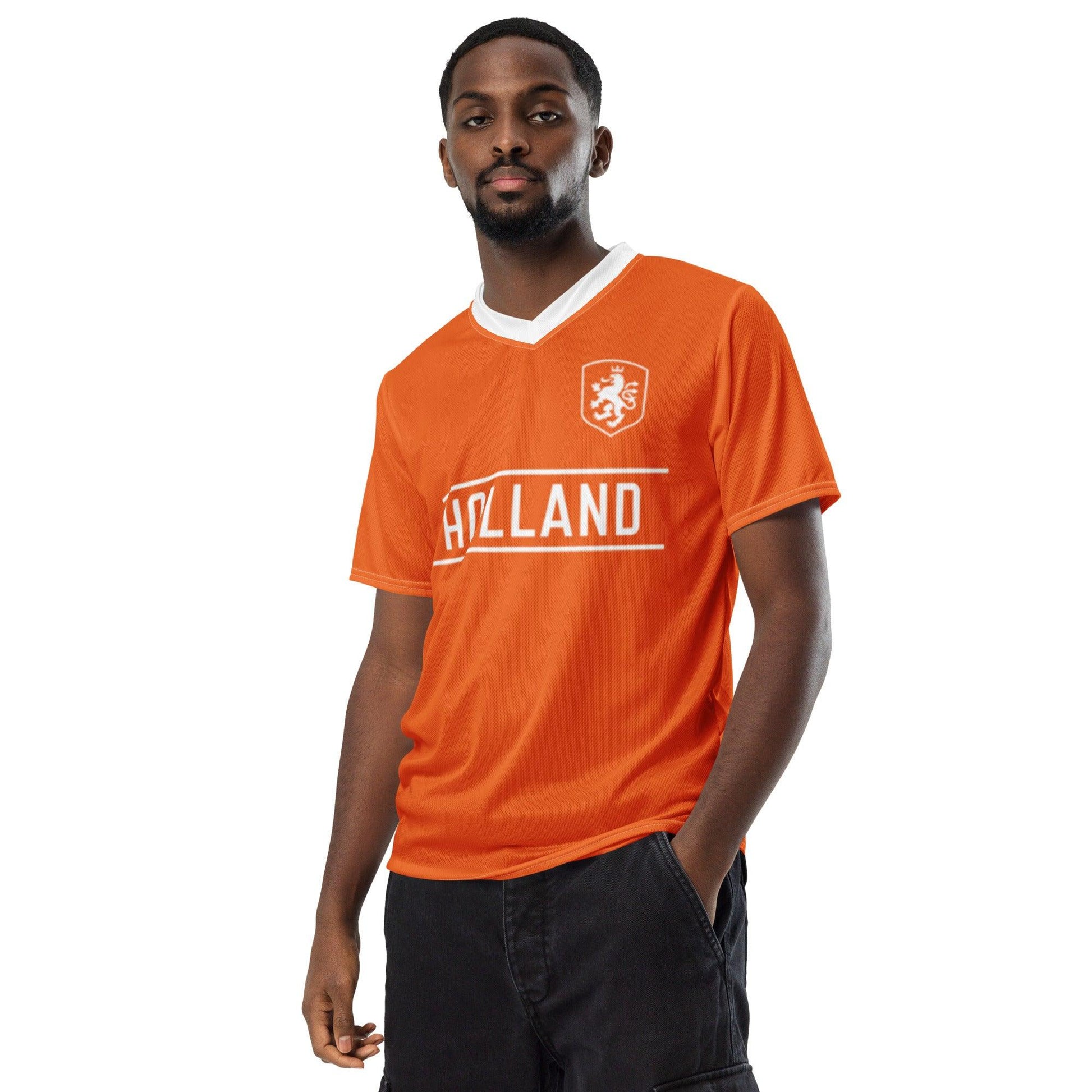 Oranje Replica Shirt - Nederlands Elftal voetbalshirt thuis voor het EK 2024 - Volwassenen - mannelijk model - vooraanzicht - detailweergave
