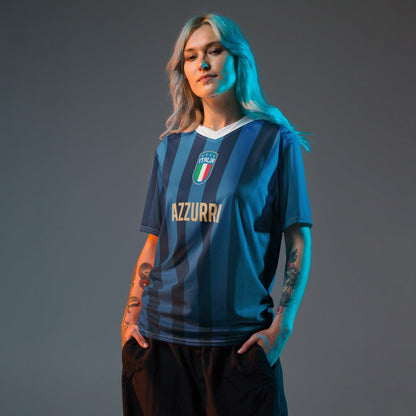 EK voetbalshirt 2024 - Italy Azzurri Blauw Gestreept female blond