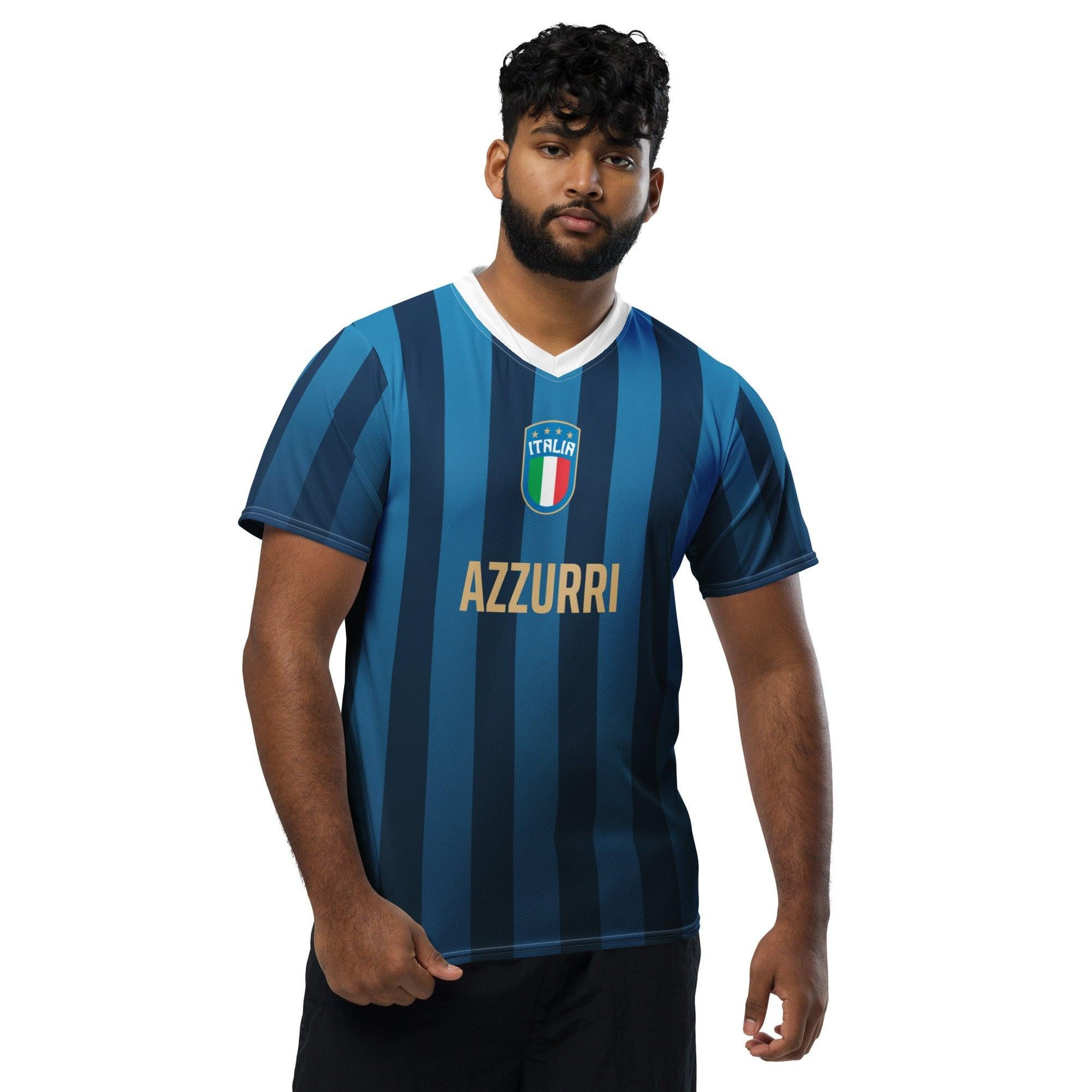 EK voetbalshirt 2024 - Italy Azzurri Blauw Gestreept man voorkant