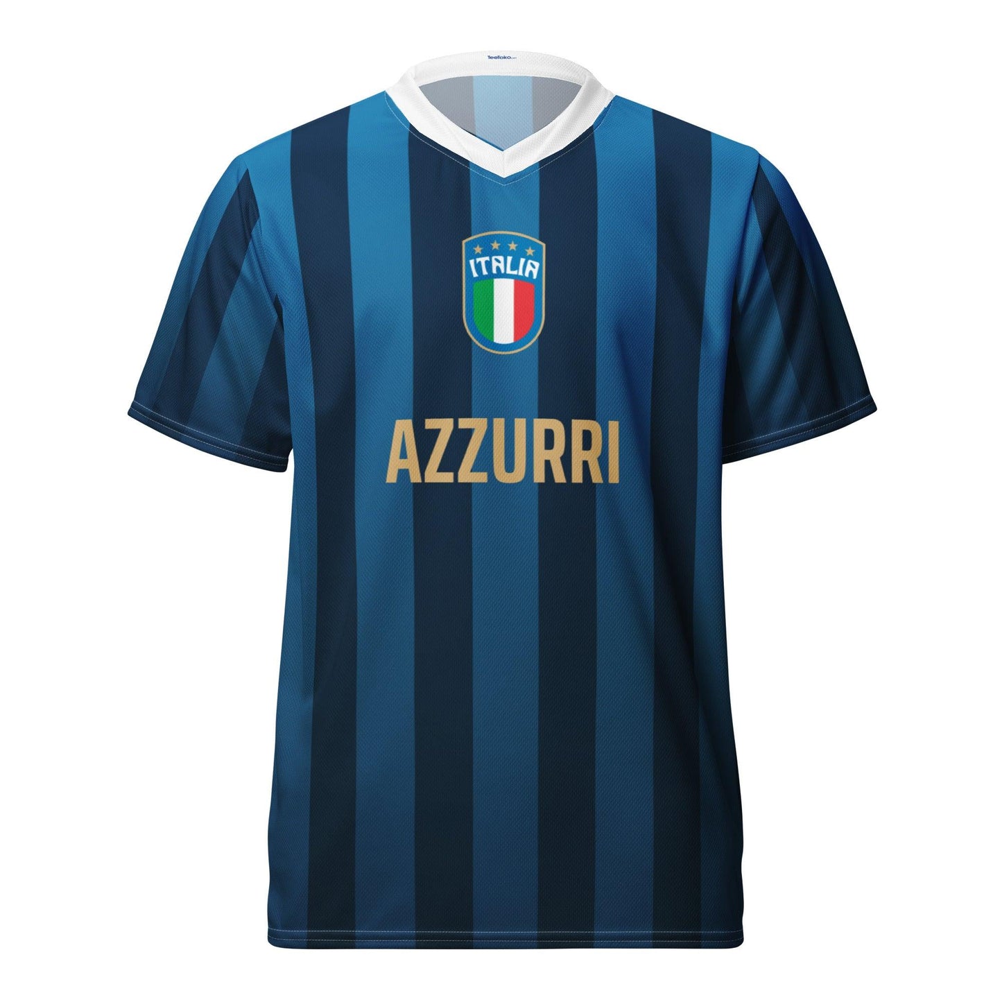 EK voetbalshirt 2024 - Italy Azzurri Blauw Gestreept voorkant shirt