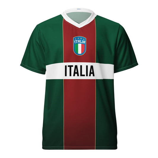 Klassiek Italiaans Voetbalshirt - EK 2024 - Groen met Rood - Vintage shirt - Volwassenen